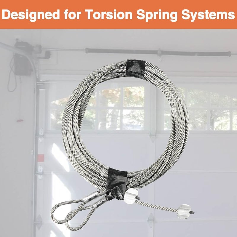 HEMRUNK 11.5FT Garage Door Cable for 10FT Door 11 Feet 6 Inches Heavy-Duty 304 Stainless Steel Torsion Spring Wire 1 Pair - Image 5
